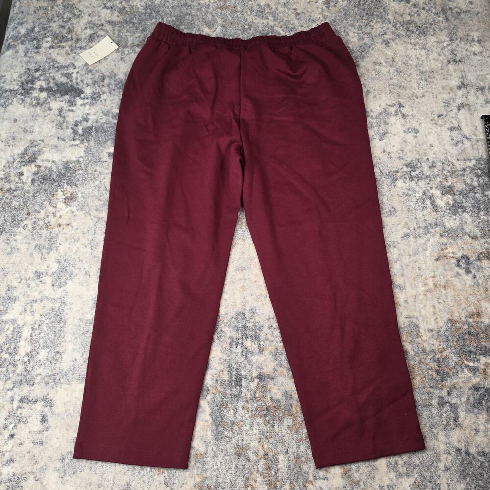A New Day Pants Womens XL Burgundy Ponte Straight Leg Pull On Pockets Lounge New - Picture 2 of 8
